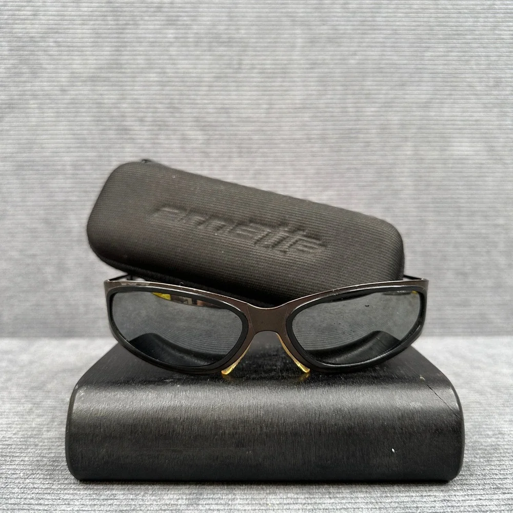 Arnette Vintage Y2K Sunglasses Gunmetal Metal Wrap Frame Made in Italy with Case